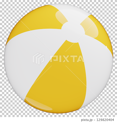 3D beach ball yellow 3D beach ball yellow 129820404