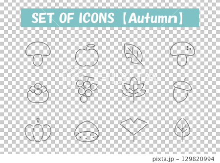 秋の素材手描き風アイコンセット① 129820994