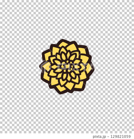 Color illustration of a single dahlia 129821059