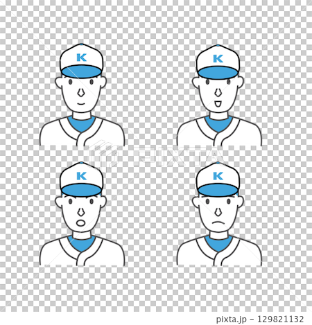 High school baseball player hat, 4 facial expressions High school baseball player hat, 4 facial expressions 129821132