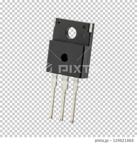 High power black transistor electronic component in a classic package for a circuit board 129821868