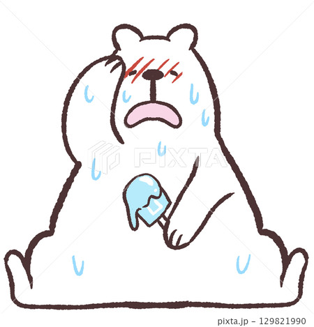 暑くてバテているしろくまのイラスト 129821990