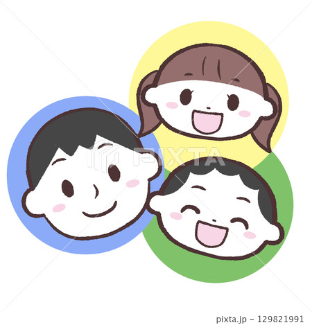 笑顔の男性と子供たちのイラスト 129821991