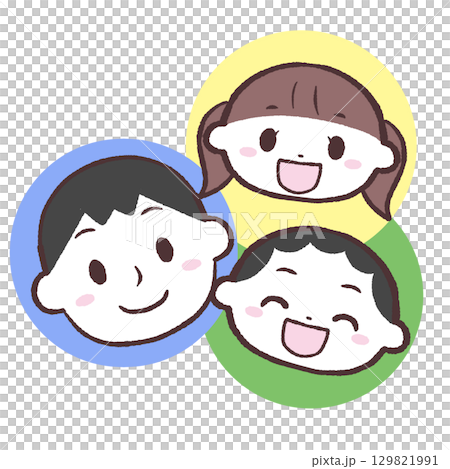 笑顔の男性と子供たちのイラスト 129821991