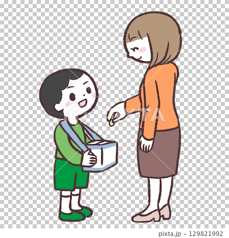 一位女士捐錢的插圖 129821992