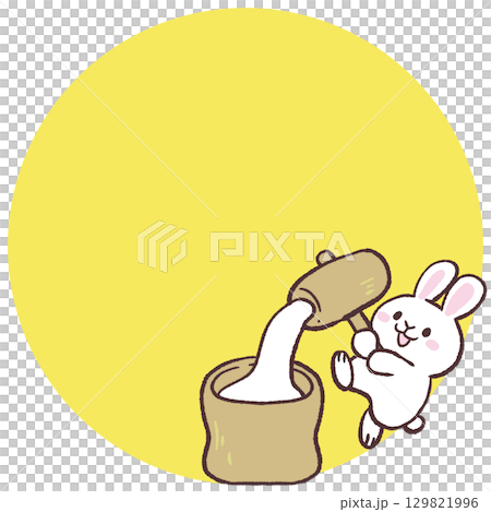 Mochi-pounding rabbit frame 129821996