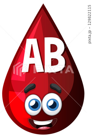 Smiling Cartoon AB Blood Drop Character Illustration 129822115