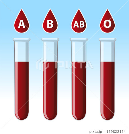 Blood Types in Test Tubes Vector Illustration Blood Types in Test Tubes Vector Illustration 129822134