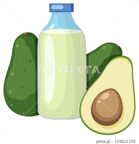 Avocado and Plant-Based Milk Vector Illustration Avocado and Plant-Based Milk Vector Illustration 129822150