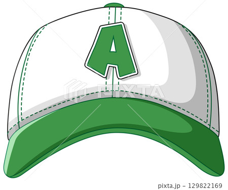 Green and White Baseball Cap with Letter A 129822169