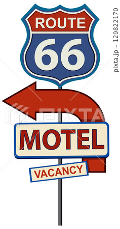 Retro Route 66 Motel Sign Illustration 129822170