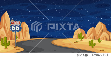 Starry Night on Route 66 Desert Road 129822191