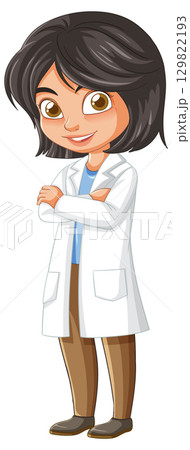 Smiling Female Scientist in White Lab Coat 129822193