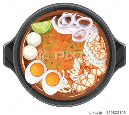 Vector Illustration of Thai Tom Yum Soup Vector Illustration of Thai Tom Yum Soup 129822198