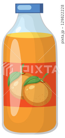 Orange Juice Bottle with Fruit Label Illustration 129822228