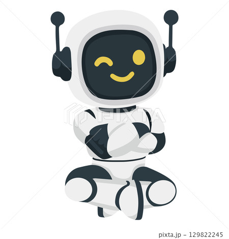 Illustration of a Friendly Winking Robot 129822245