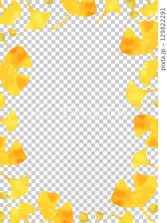 綺麗なイチョウのフレームイラスト 129822291
