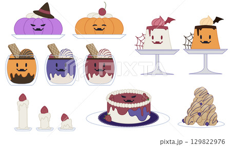 ハロウィンのかわいいスイーツセット ハロウィンのかわいいスイーツセット 129822976