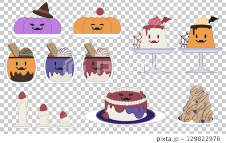 ハロウィンのかわいいスイーツセット ハロウィンのかわいいスイーツセット 129822976