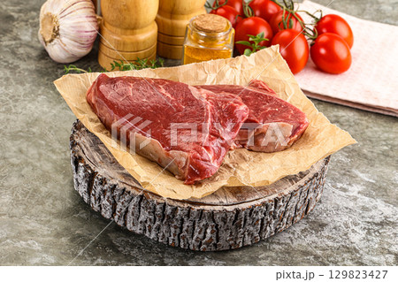 Raw marble uncooked beef steak 129823427