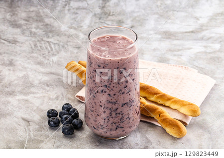 Blueberry milkshake sweet dessert drink 129823449