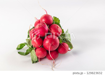 Raw fresh ripe radish root 129823632