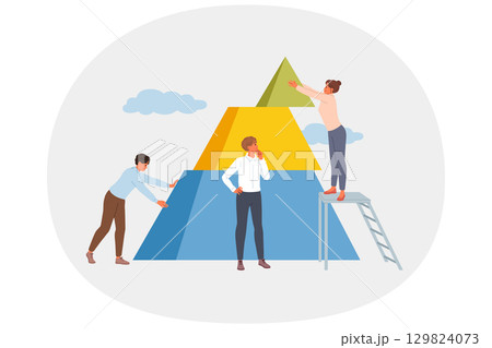 Teamwork of business people to build sustainable corporation capable of withstanding during crisis Teamwork of business people to build sustainable corporation capable of withstanding during crisis 129824073