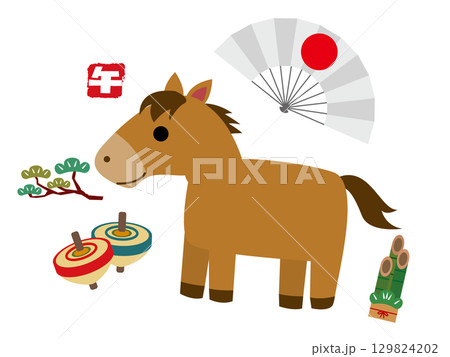 年賀状 2026年 午年 年賀状 2026年 午年 129824202