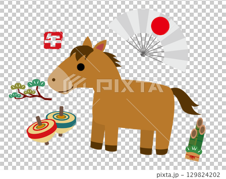 年賀状 2026年 午年 年賀状 2026年 午年 129824202