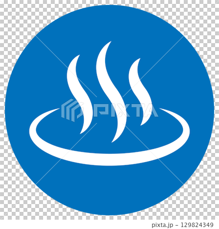 Men's bath hot spring mark icon illustration simple vector material blue round 129824349