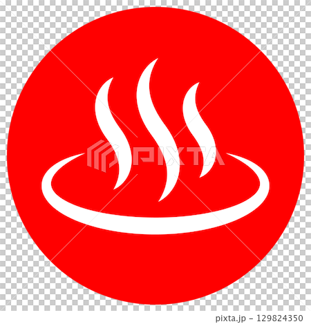 Women's bath hot spring mark icon illustration simple vector material red round 129824350
