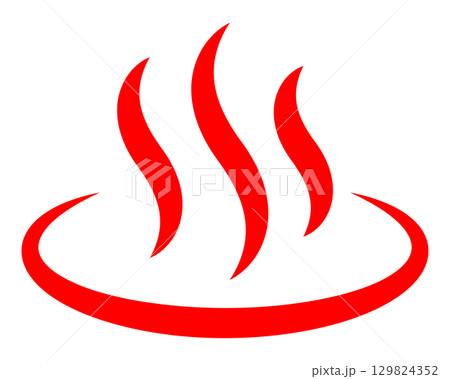 女湯 温泉マーク アイコン イラスト シンプル ベクター素材 レッド 129824352