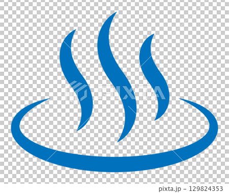 Men's bath hot spring mark icon illustration simple vector material blue 129824353