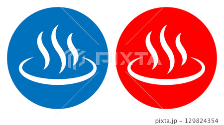 男湯女湯 セット 温泉マーク アイコン イラスト シンプル ベクター素材 丸型 129824354