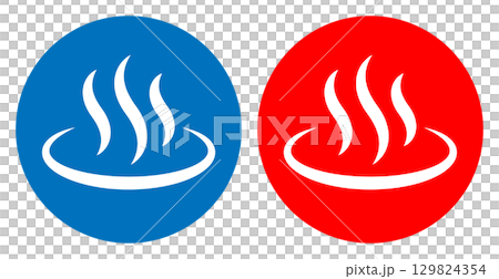 男湯女湯 セット 温泉マーク アイコン イラスト シンプル ベクター素材 丸型 129824354