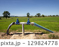 Water pipes for irrigation in rice-growing areas in Thailand. 129824778