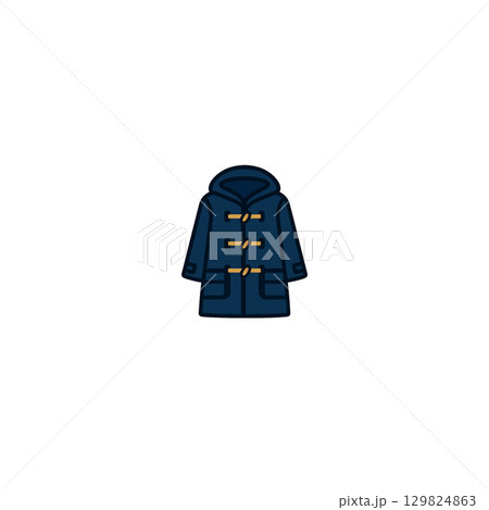 ダッフルコートのカラーアイコン、紺色、素材、背景なし、イラスト、ファッション ダッフルコートのカラーアイコン、紺色、素材、背景なし、イラスト、ファッション 129824863