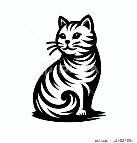 可愛いネコアイコン、かわいい猫ロゴ、キュートなネコマーク 可愛いネコアイコン、かわいい猫ロゴ、キュートなネコマーク 129824886