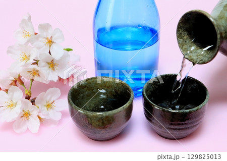 日本酒(熱燗・花見酒イメージ) 日本酒(熱燗・花見酒イメージ) 129825013