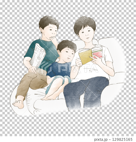 母親給孩子讀書 129825165