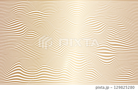 Optical Illusion Effect. Dynamic texture with wavy lines. Abstract background. Gold Distorted glitch lines. Vector Abstract Geometric Background Optical Illusion Effect. Dynamic texture with wavy lines. Abstract background. Gold Distorted glitch lines. Vector Abstract Geometric Background 129825280