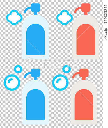 泡沫洗髮精和護髮素插圖套裝 129825283