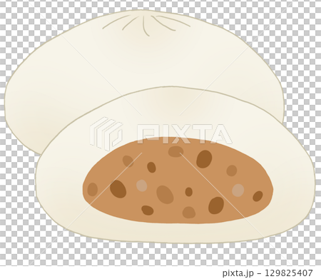 Simple illustration of a set of two meat buns 129825407