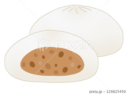 シンプルな2個セットの肉まんのイラスト 129825450