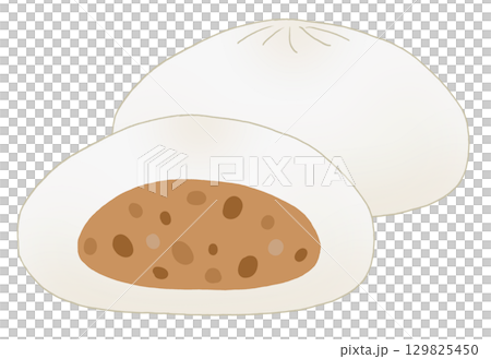 シンプルな2個セットの肉まんのイラスト 129825450