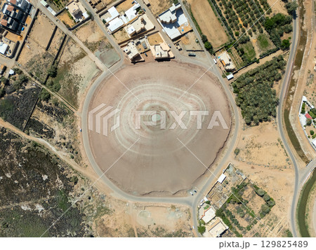 Aerial View of Circular Mountain in Saudi Arabia 129825489