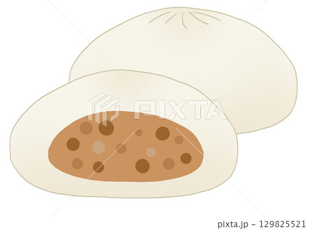 シンプルな2個セットの肉まんのイラスト 129825521