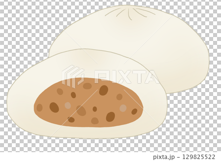 Simple illustration of a set of two meat buns Simple illustration of a set of two meat buns 129825522