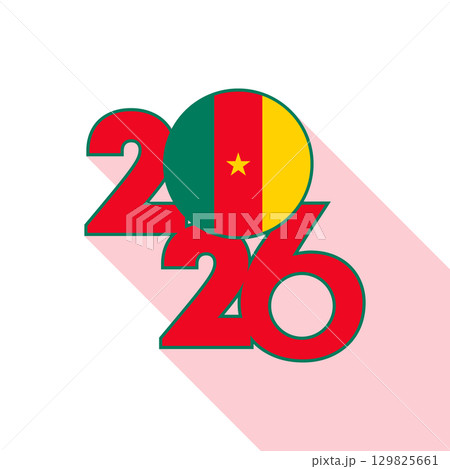 2026 Long Shadow Banner with Cameroon Flag Inside. 129825661