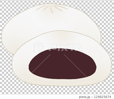 Simple illustration of a set of two bean-jam buns 129825674
